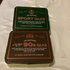 100 Questions LOVING the 90s QUIZ & Sport Quiz Card Games in TIN Boxes (#69)