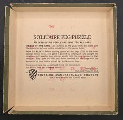 Vintage Crestline Solitaire Peg Puzzle Brain Game Wood Base Metal Pegs No. 310