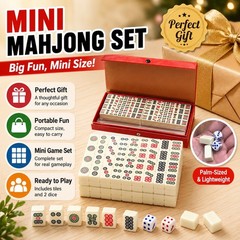 Travel Mahjong Set 144 Mini Tiles 2 Dice Compact Red Case Chinese Game Gift