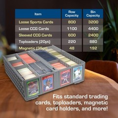BCW Collectible Card Bin (2-Pack, Gray) | Holds 3200 Cards Each | Includes 4 …