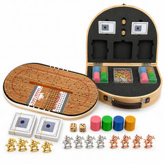 24.8in Wooden Horse Racing Board Game Foldable Large Race Track Set w Accessorie