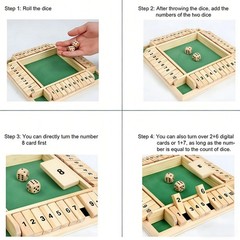 Wooden dice Board game shut The box for 4 players Flaps & dices Game fast ship.