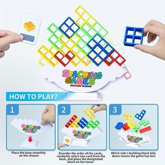 Tetra Tower Balance Game – 48PCS 3D Stacking Puzzle Blocks Educational STEM Toy