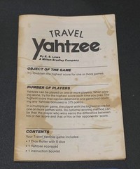 VTG 1989 Yahtzee Travel Game by MB Milton Bradley Age 8 & Up 1 or more players