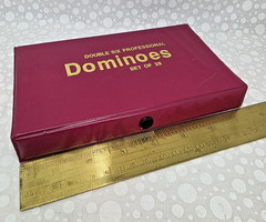 Vintage Dominoes Set Double Six | 28 White Tile | Vinyl Case | Multi Color Dots