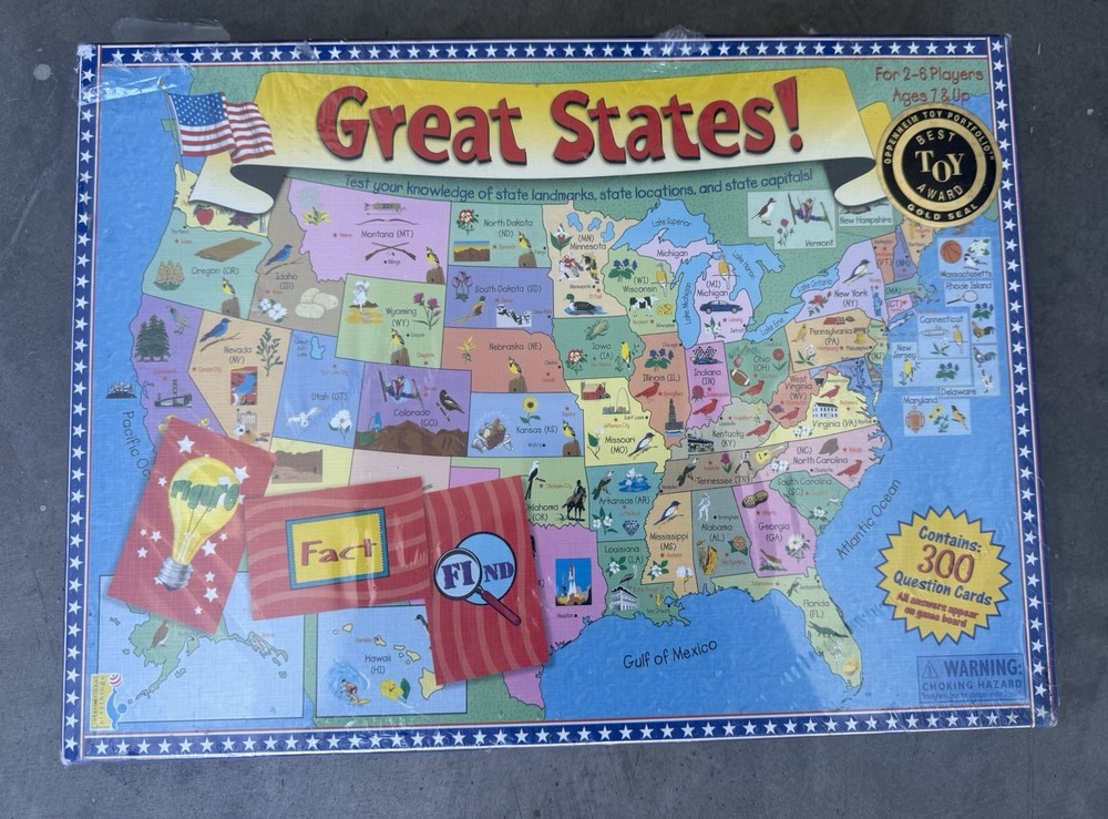 GREAT STATES! Geography Trivia Board Game Card NEW