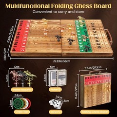 Horse Racing Game, Foldable Solid Wood Horse Games, Horse Race Board Game with 1