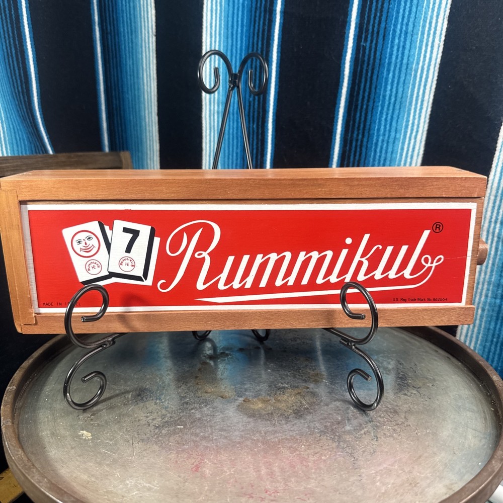 VTG Rummikub 1960’s All Wood Box & Wood Sides W/ Metal Brackets- 106 TILES EUC