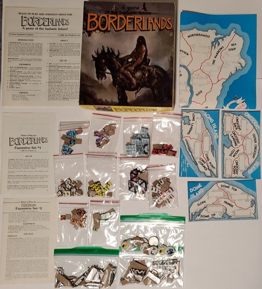 Borderlands Vintage RPG Board Game Of The Barbaric Future W 1 & 2 Expansion EON