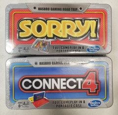2 Pk: Connect 4 & Sorry! Classic Games Road Trip Travel Edition (0733/0672) F6A