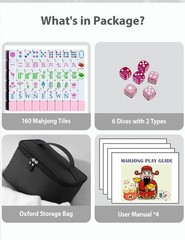 American Mahjong Tile Set, 160 Pink Engraved Cute Mahjong Tiles with Mahjong –