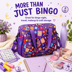 Bingo Bag with Pockets for Daubers Dabbers Dobbers Dotters Violet Portable Bingo