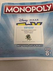 2018 Monopoly Toy Story Defeat Zurg Advance To Go Community Chest Card Game