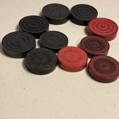 Lot Vintage Random Wood Checkers 6 BLACK 4 RED