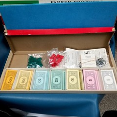 Vtg Monopoly Board Game 1961 Incomplete for Parts w Instructions