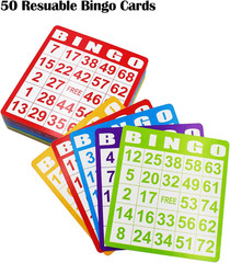 Deluxe Bingo Game Set – Metal round Cage, 75 Colored Balls, 50 Bingo