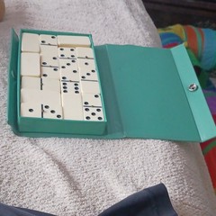Dominoes Tile Game Set Strategy Theme with Green Storage Case 8+ Years