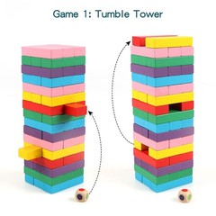 48pcs Wooden Stacking Blocks Game Colorful Balancing Toy Set