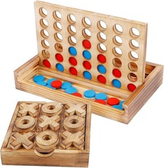 Glintoper Tic Tac Toe & 4 in a Row Tables Game Set, Classic Board Games