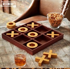 Refinery Premium Solid Wood Jumbo Tic Tac Toe Game Gold 14” Coffee Table Game