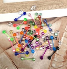 48Pcs 14G Glow in Dark Flexible Acrylic Straight Tongue Barbell Nipple Ring R…