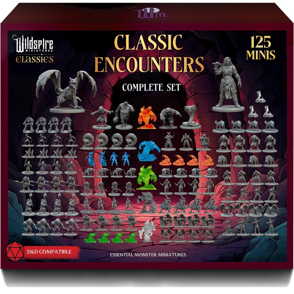Classic Encounters – 125 Iconic DND Miniatures Bulk 28mm Scale, Multicolor