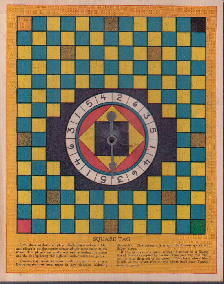Keasbey cardboard game board Letter Chess / Square Tag ca 1930s