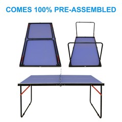 Table Tennis Table, 4.5ft Portable Ping Pong Table Game Set, Mid-Size Foldabl…