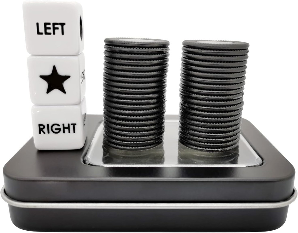 Left Right Center Dice Game Prime Set with 3 Dices + 40 Chips.Left on the Produc