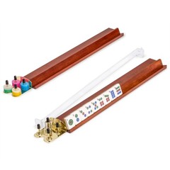 American Mahjong Set, “Golden Fortune” with Inlaid Wooden Case, Racks, Pushers