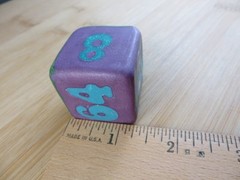 Jena’s Handmade Backgammon Doubling Cube Unique OAK Purple Blue Green #403