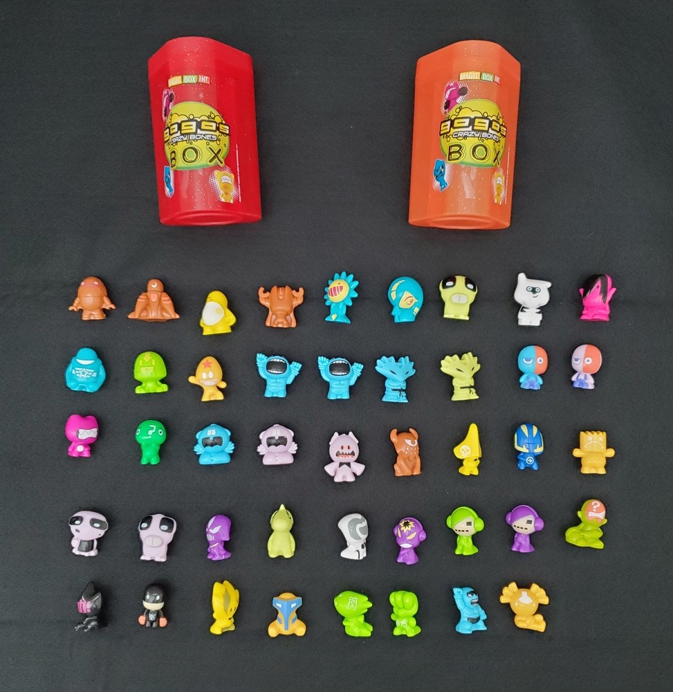 Gogos Crazy Bones Series 1 Lot of 44 Figures with Two Plastic Cases