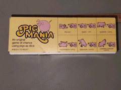 1977 Vintage PIG MANIA Dice Game Pig Stye Cup 2 Pigs Manual Pen Note Pad READ
