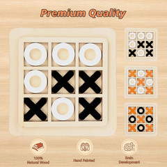 Wooden Board Tic Tac Toe Game XO Table Toy Classical Family Children Puzzle Game