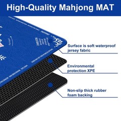 GreenD Mahjong Mat for Table 31.5″x31.5″ Rubber American Mahjong Mat with Rules,