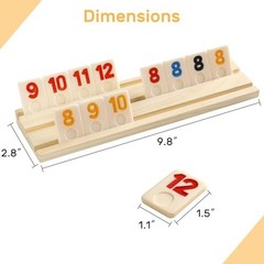 Rummy Cube 6 Player Game Set – 160 Large Number Tiles, Wooden Racks & Travel Cas