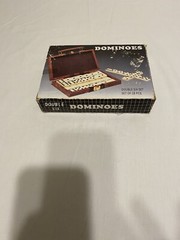 Double Six Dominoes Original Box in Lined Case with Clasp 7.5 x 5.5″