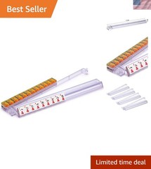 Set of 4 Clear Modern Mahjong Racks with Built-in Pushers for Easy Play