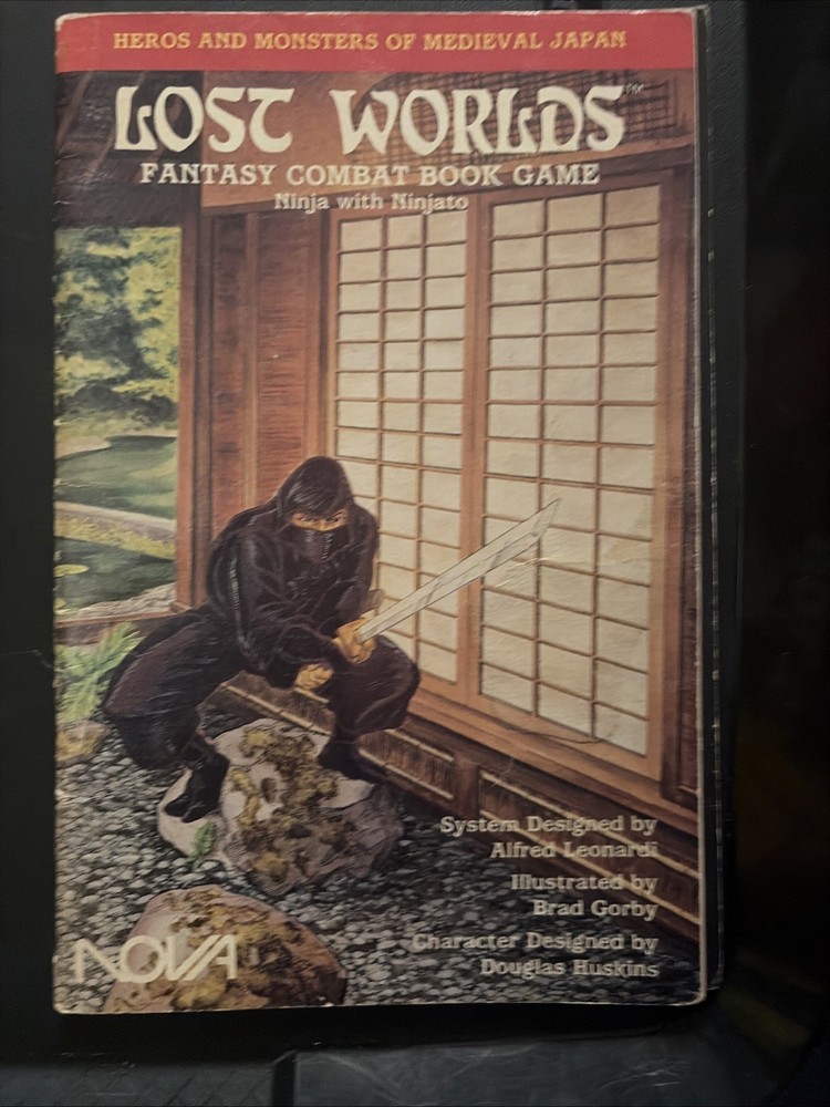 Lost Worlds Ninja Ninjato 1402 Fantasy Combat Book Game W/Sheet and cards 1985