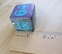 Jena’s Handmade Backgammon Doubling Cube Unique OAK Purple Blue Green #403
