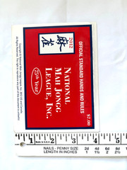 2012 National Mah Jongg League 1 Card 75th YR Official Hands & Rules Standard
