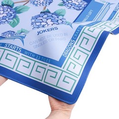 Blue American Learning Mahjong Mat (33”X33”) with Black Carrying Bag, Anti-Slip,