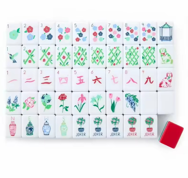 Luxury American Mahjong Set 160 Engraved Acrylic Tiles Red Nantucket