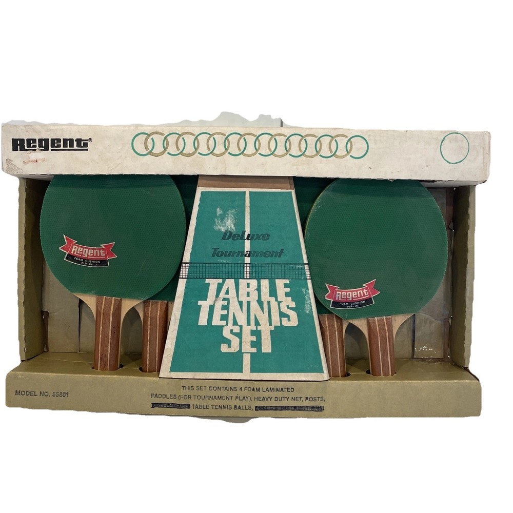 *Rare* VTG Regent Deluxe Tournament Table Tennis Set Orig Box Ping Pong UNUSED