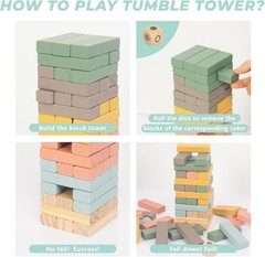 Wooden Stacking Blocks Game 48PCS Tumbling Balancing Blocks