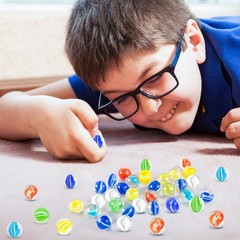 POPLAY Marbles for Kids, 115PCS Cat Eye Glass Marble, Medium, 5 Multicolored