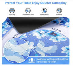 Mahjong Mat Floral Blue, printed Game Instructions, Neoprene Back, Large 31″