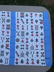 Mah Jong Tile Set Blue Plastic Tiles Game Strategy Tile Game 12+ Years 144 pcs