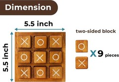 Rustic 5.5-Inch Wooden Tic Tac Toe – Family Game & Home Decor Centerpiece