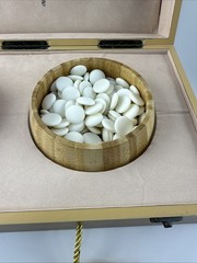 Portable Go Board Game Wood Box & Game Piece Containers